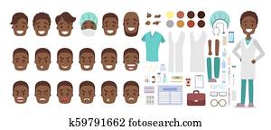 Male doctor character set for animation