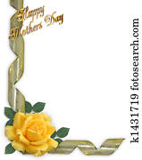 Mothers Day Card Border yellow rose Mothers Day Card Border yellow rose
