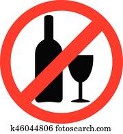 No alcohol sign. Drinking alcohol is forbidden icon. No alcohol sign. Drinking alcohol is forbidden icon.