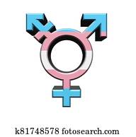 transgender, símbolo, cantar, en, transgender, bandera, colors., 3d, ilustración