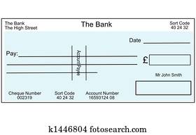 Blank British cheque.