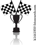 Crossed Checkered Flags and Victory Crossed Checkered Flags and Victory