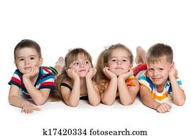 Four preschool children on the floor Four preschool children on the floor