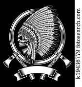 indianische, indisches oberhaupt, totensch?del indianische, indisches oberhaupt, totensch?del