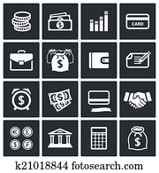Money finance icons set 