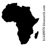 Outline map of Africa continent in black Outline map of Africa continent in black
