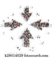 People in the form of arrows.