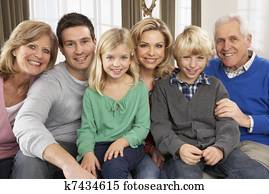 Portrait Of Three Generation Family At Home Portrait Of Three Generation Family At Home