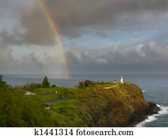 Rainbow over Kilauea lighthouse