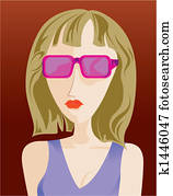 retrato, de, mujer, con, actitud