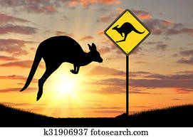 Silhouette of a kangaroo with a baby Silhouette of a kangaroo with a baby