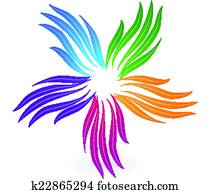 Stylized hands teamwork colorful vector image design logo
