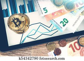 유러 은행권, 와..., 금, bitcoins, 위의, 정제, 와, charts., 사실상, crypto, 통화, 와..., 경리, 개념