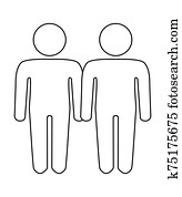 A schematic depiction of a family couple of gay men with children A schematic depiction of a family couple of gay men with children