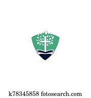 Bible Cross Tree Church Logo Design. Bible Cross Tree Church Logo Design.