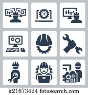 Engineering vector icons set Engineering vector icons set