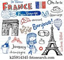 France symbols as funky doodles France symbols as funky doodles