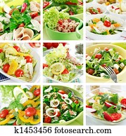 Healthy salads collage