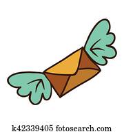 icon letter envelope with wings icon letter envelope with wings