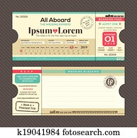 Vector Train Ticket Wedding Invitation Design Template Vector Train Ticket Wedding Invitation Design Template