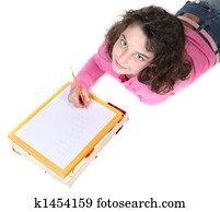 école, vieilli, girl, faire, elle, devoirs