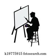 キャンバス 上に イーゼル クリップアート K Fotosearch