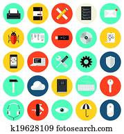 Coding and programming flat icons set Coding and programming flat icons set