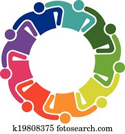 gemeinschaftsarbeit, umarmung, 9, menschengruppe, logo