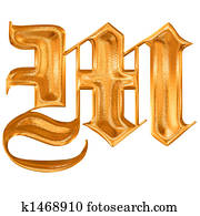 Golden pattern gothic letter M Golden pattern gothic letter M