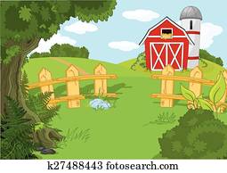 Scheune, häusser, hays, und, a, strohpuppen Clipart | k16350102