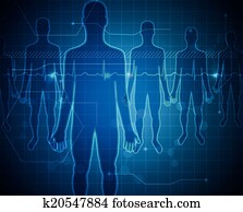 People silhouette blue background, medical technology concept People silhouette blue background, medical technology concept