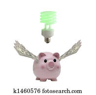 Pig with currency wings has idea