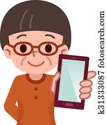 Smartphone and senior woman Smartphone and senior woman