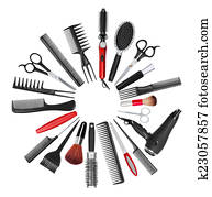 um, cobrança, de, ferramentas, para, profissional, estilista cabelo, e, maquilagem, um