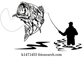 Drawing of Largemouth Bass Fish Fishing k5830393 - Search Clipart ...