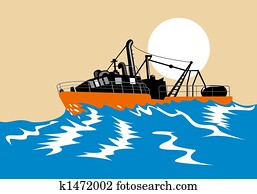 Fishing boat battling stormy seas Fishing boat battling stormy seas