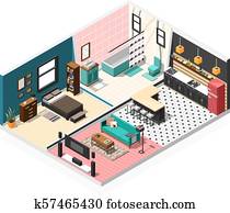 Isometric Apartment Interior Background Isometric Apartment Interior Background