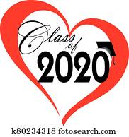 klasse, von, 2020, innenseite, rotes herz klasse, von, 2020, innenseite, rotes herz