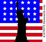 Statue Of Liberty With American Fla Statue Of Liberty With American Fla
