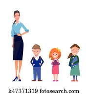 Teacher and students at school.