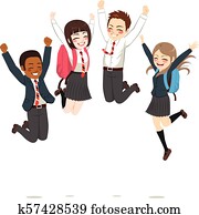 Teenager Students Jumping