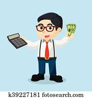 accountant holding calculator and