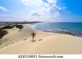 Aerial view on sand dunes in Chaves beach Praia de Chaves in Bo