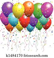 Balloons and confetti Balloons and confetti
