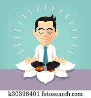 Businessman doing yoga