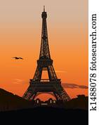 Eiffel tower at sunset Eiffel tower at sunset