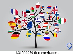 Leaf flags of europe in tree design Leaf flags of europe in tree design