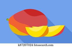 Mango pieces icon, flat style Mango pieces icon, flat style