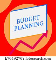 schreibende, merkzettel, ausstellung, budget, planning., geschaefts, foto, showcasing, dass, geschrieben, beschreibung, über, strömung, und, zukunft, aufwendungen, eins, leer, rechteck, oben, noch ein, pfeil, zickzack, aufwärts, steigend, sale.