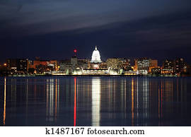 Skyline of Madison Wisconsin at night